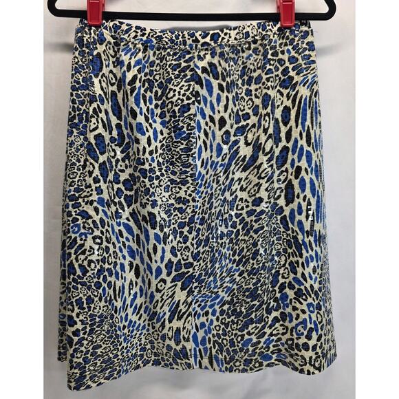 Simonton Says by George Simonton Blue Animal Print Sequin Pencil Skirt, Size M - Picture 5 of 8
